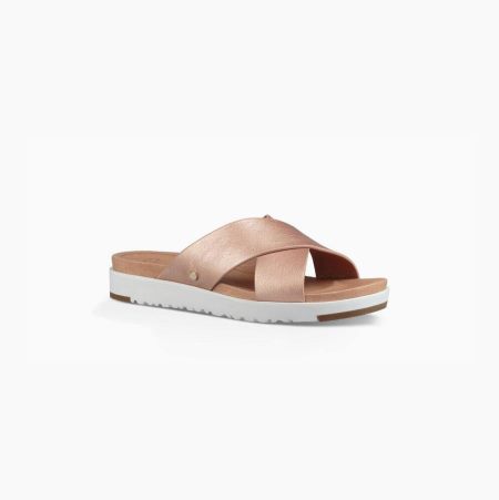 UGG Kari Metallic Rose Gold Sandals for Women (UAPS73169)